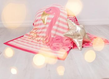 Personalised luxury  flamingo baby blanket
