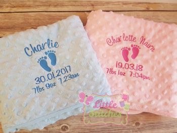 Personalised footprints baby blanket