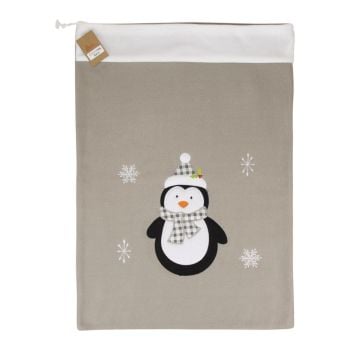 Personalised grey penguin santa sacks