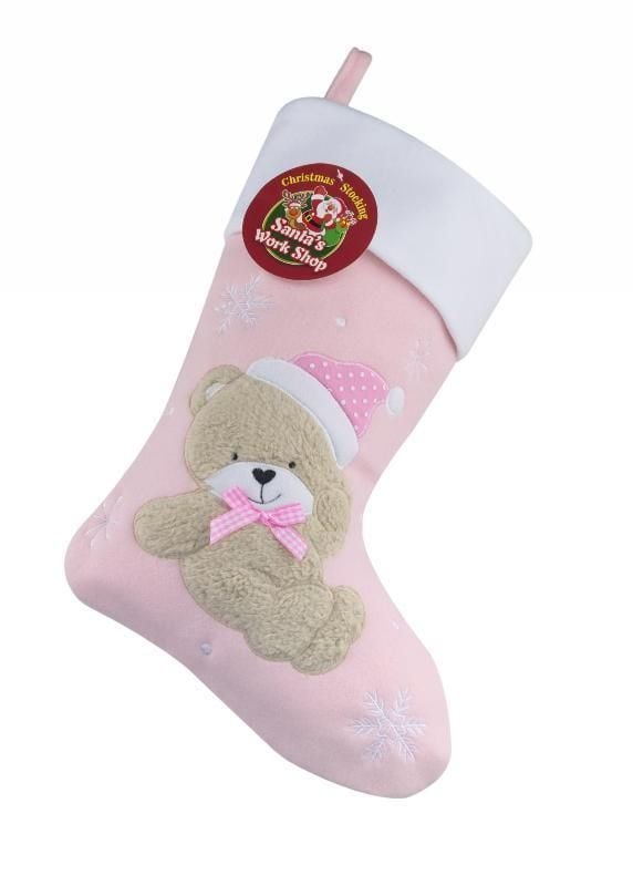 Personalised pink bear stocking