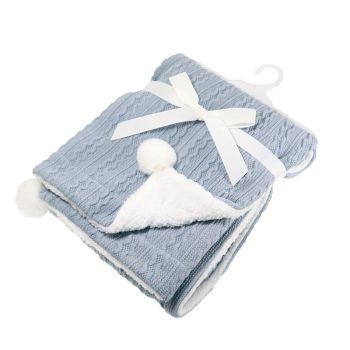 Personalised cable knit blue blanket