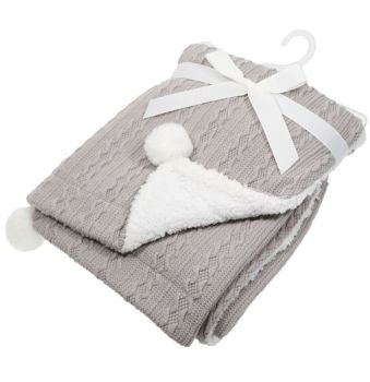 Personalised grey cable knit blanket