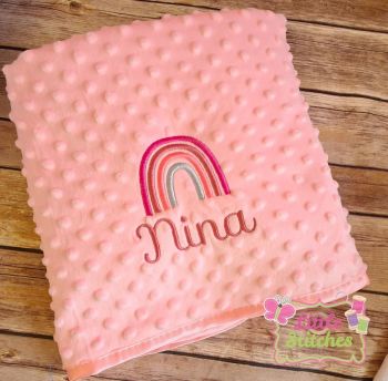 Personalised rainbow pinks bobble style blanket