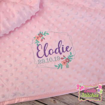 Personalised floral geometric wreath  bobble style blanket