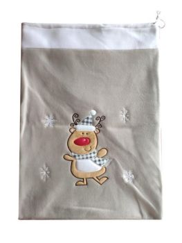 Personalised grey reindeer christmas santa sacks