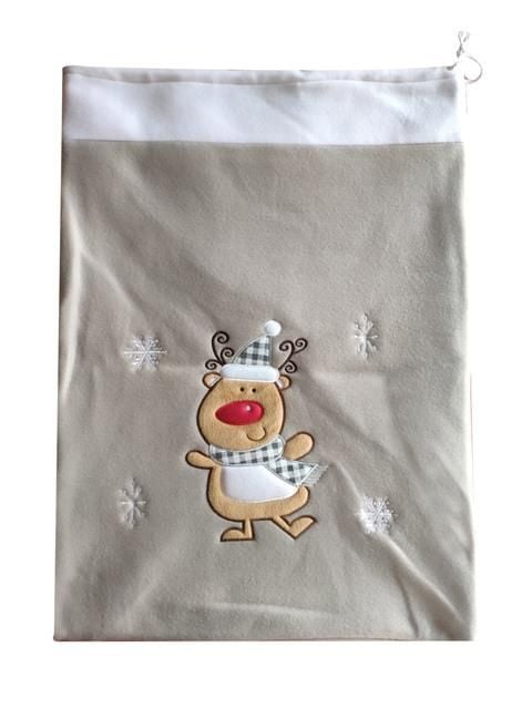 Personalised grey reindeer santa sacks