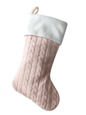 Personalised cable knit pink stocking