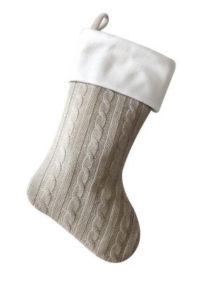 Personalised cable knit grey stocking