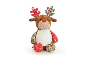Personalised christmas  tartan reindeer cubbie teddy