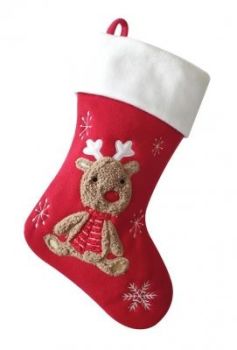 Personalised red reindeer stocking