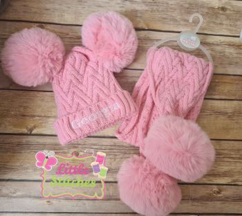 Personalised Pink hat and scarf set