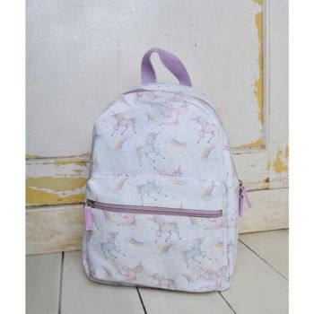 Personalised white unicorn backpack