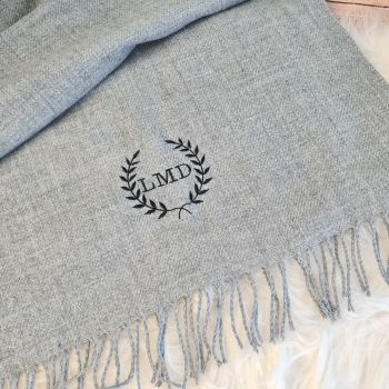 Personalised grey woven scarf