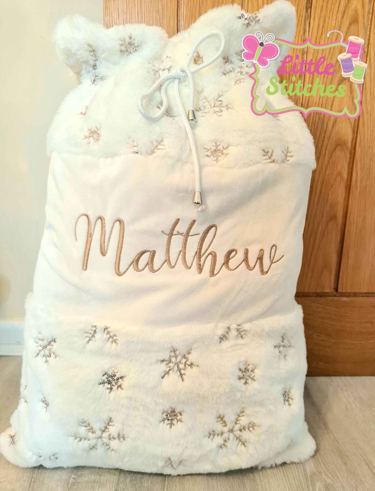 Plush large cream sack with glitter details