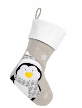 Personalised deluxe grey penguin stocking