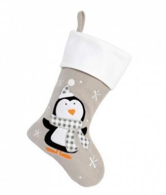 Personalised deluxe grey penguin stocking