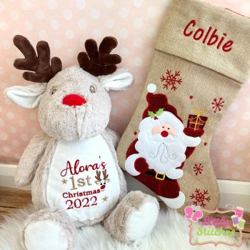 Personalised reindeer and stocking GIFT SET