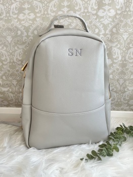 Personalised embroidered backpack boutique range grey