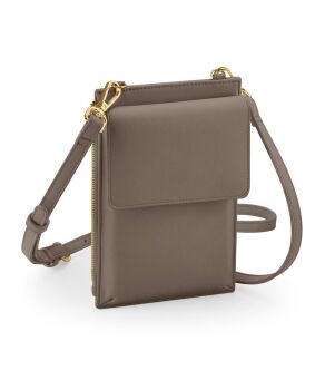 Personalised taupe phone carry case cross body bag