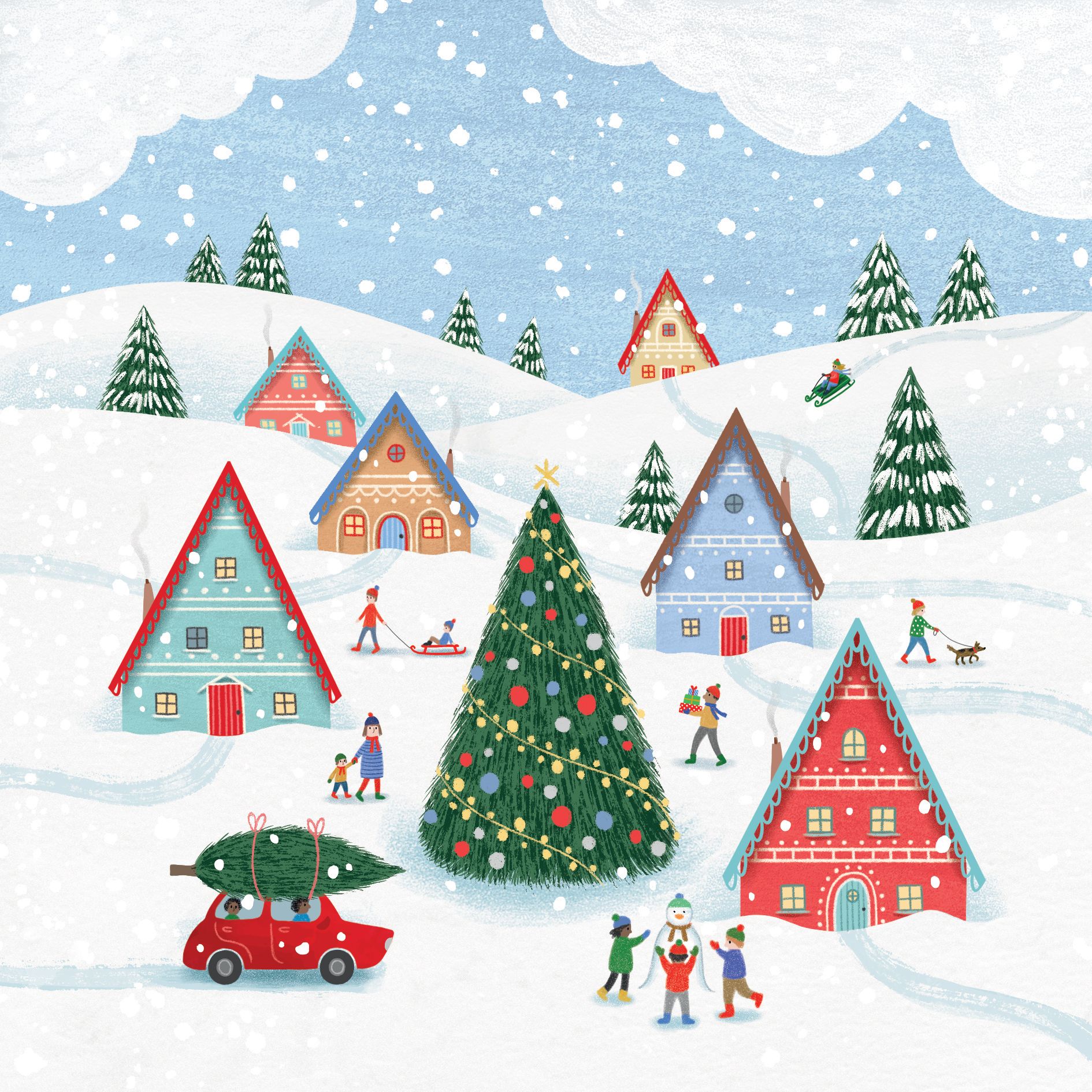 Winter Village Christmas Card