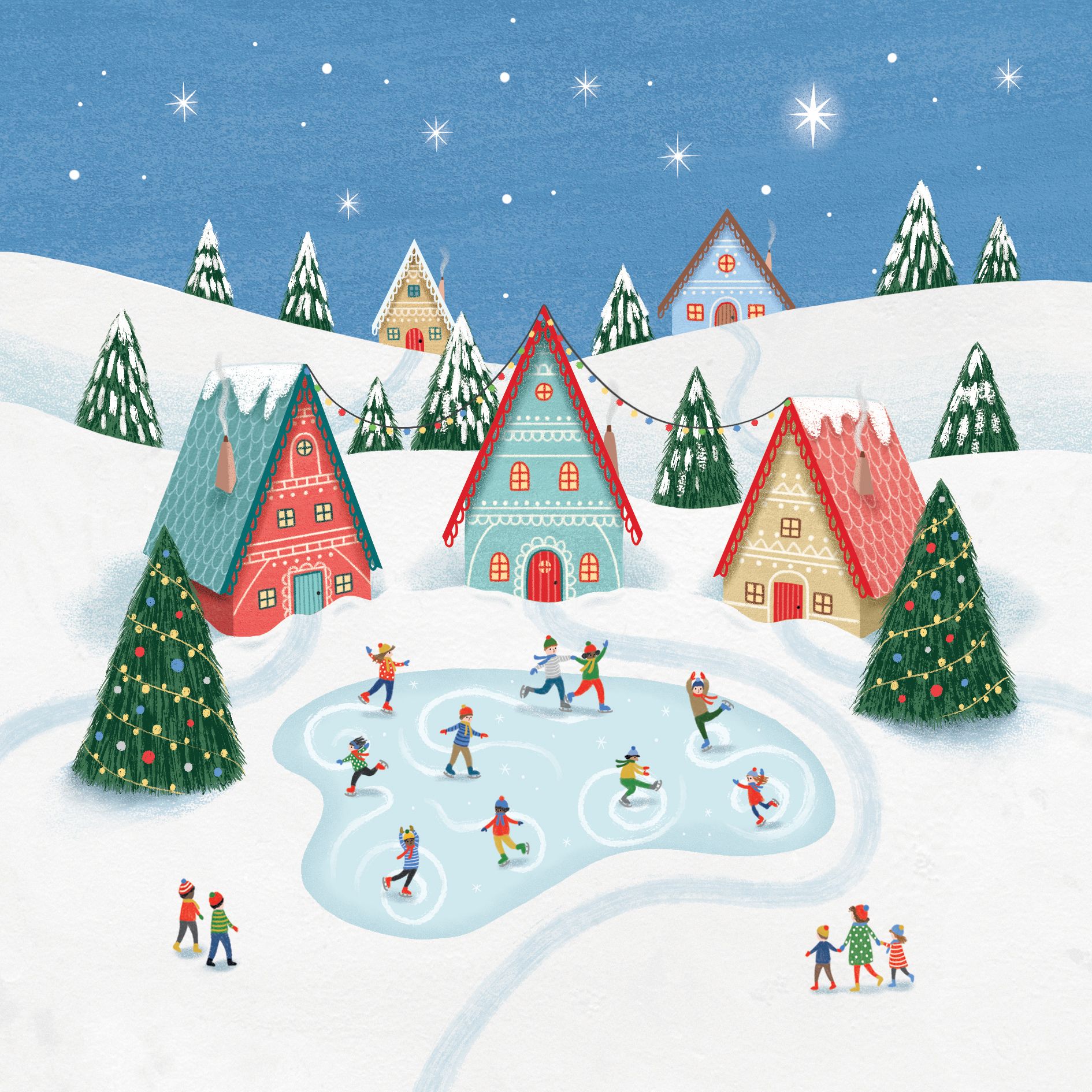 Winter Village Christmas Card