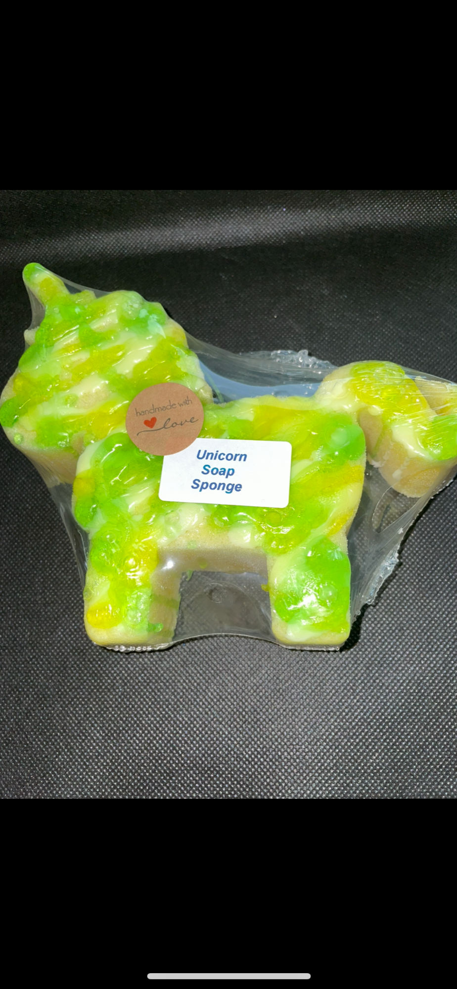 Lemongrass fragranced Unicorn Shaped Soap Sponge .. handmade .. made to ord