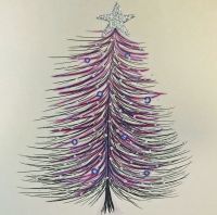 Christmas Tree, purple, clay board - 77PC