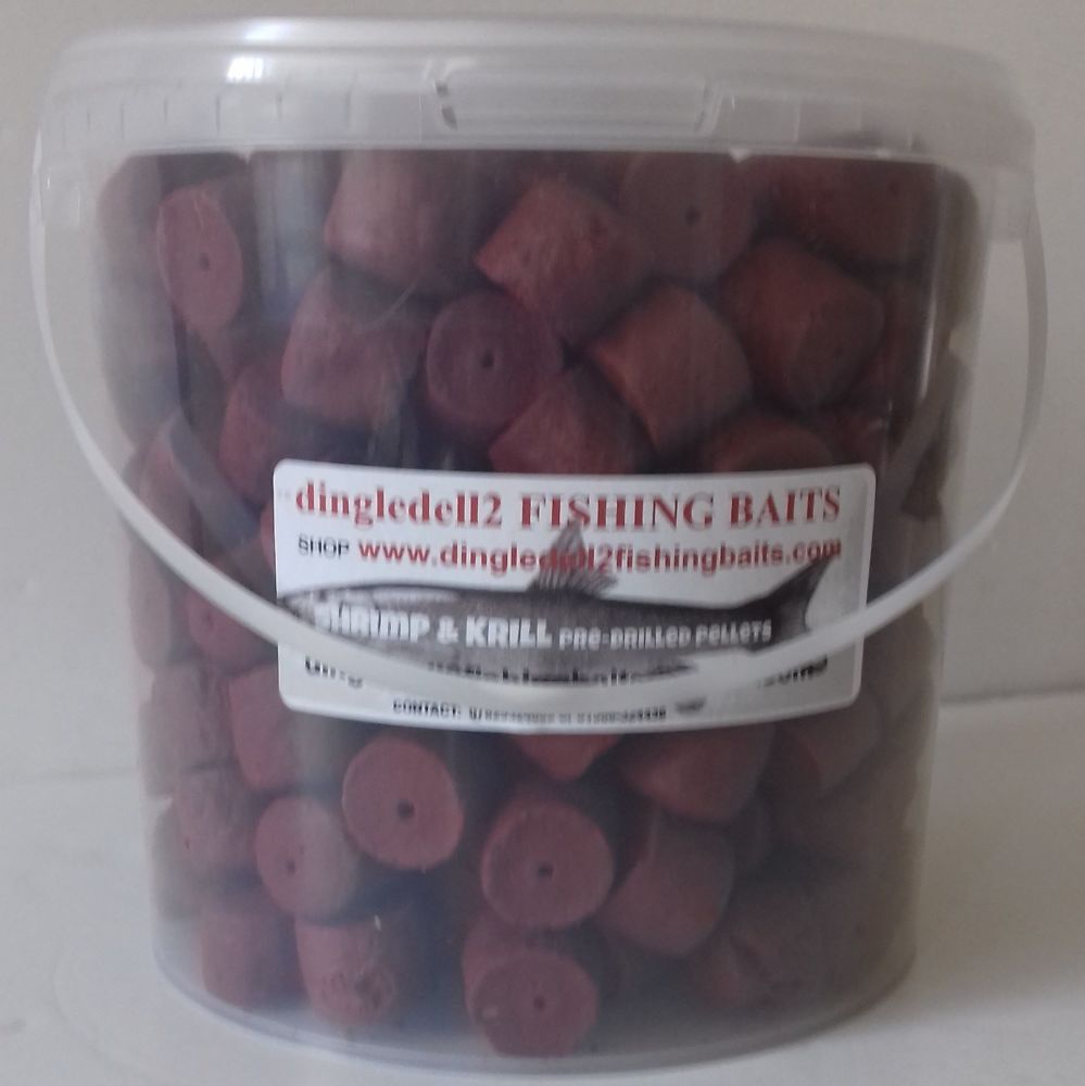 1.500kg Carry Bucket 20mm Shrimp & Krill Pre-Drilled Hook Pellets