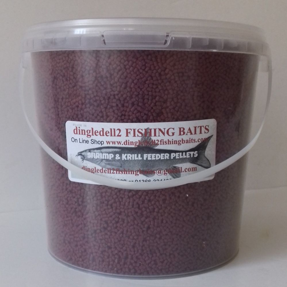 Feeder Pellets 1.5 kg Carry Bucket 2mm Micro Shrimp & Krill & Dark Trout El