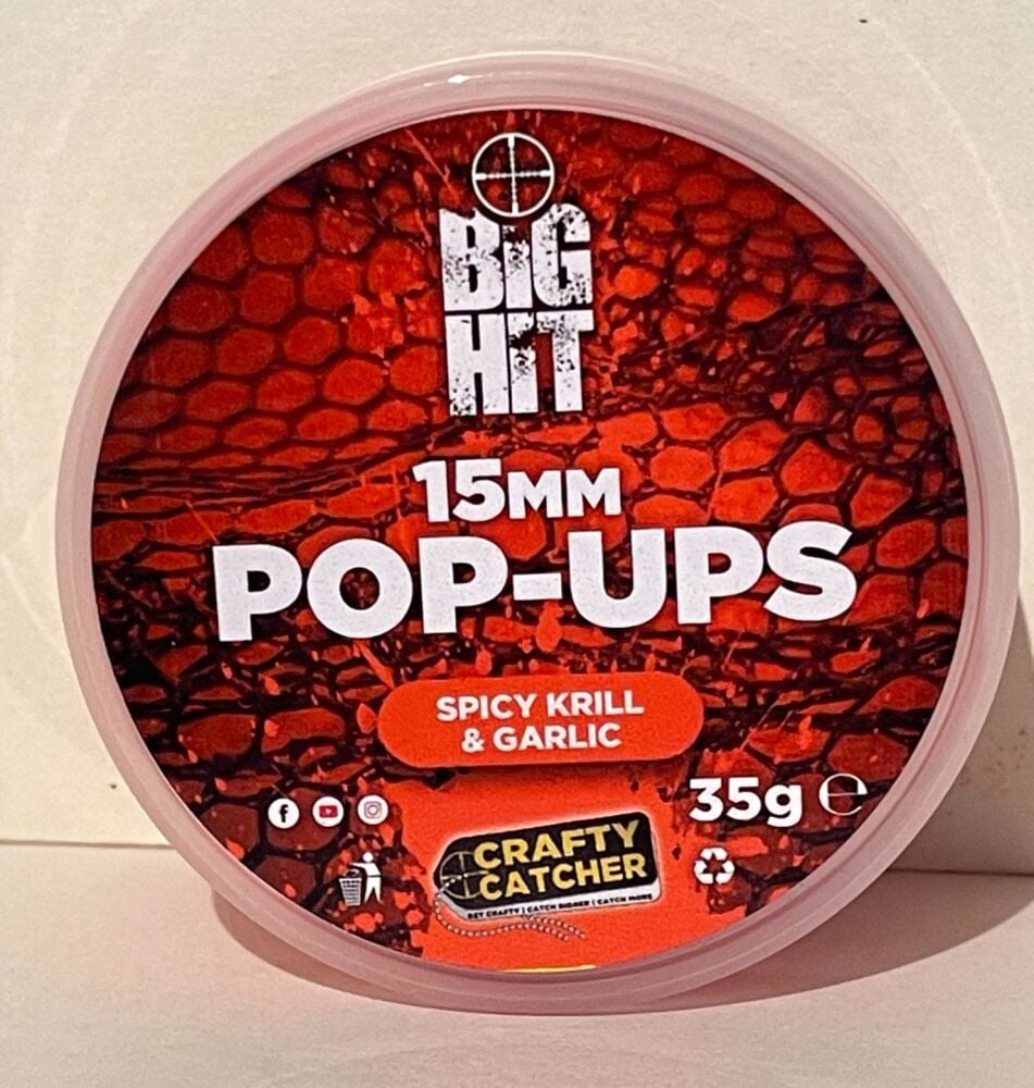 Big Hit 15mm Pop-Ups 35g Spicy Krill and Garlic
