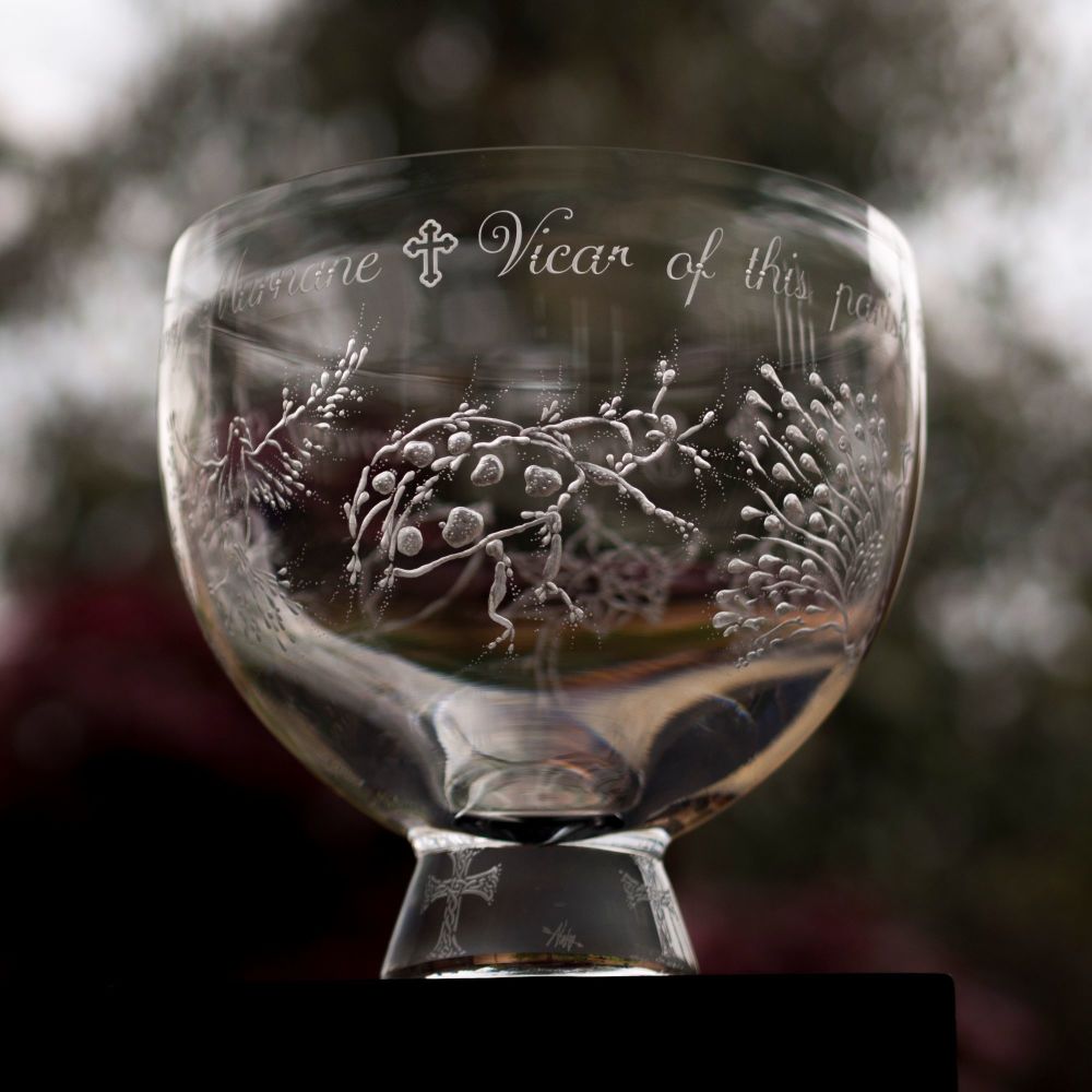 Hand engraved crystal bowls for christenings and baptisms