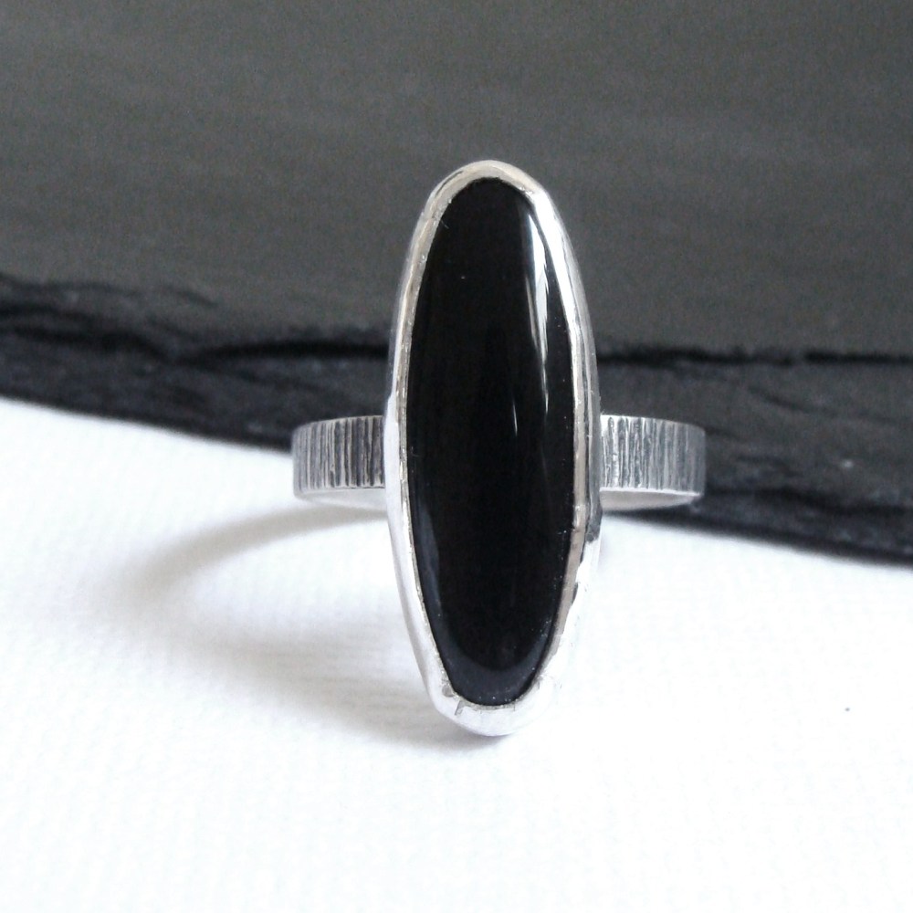 Sterling Silver & Black Onyx Winged Heart Ring