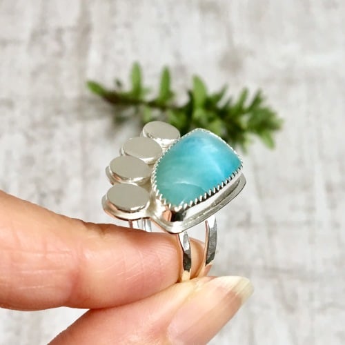 Sterling Silver Larimar Ring