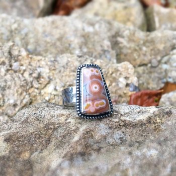 Sterling Silver Orange Ocean Jasper Ring
