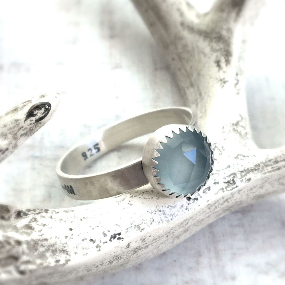 Sterling Silver ->Wild & Free<- Aqua Chalcedony Stack Ring