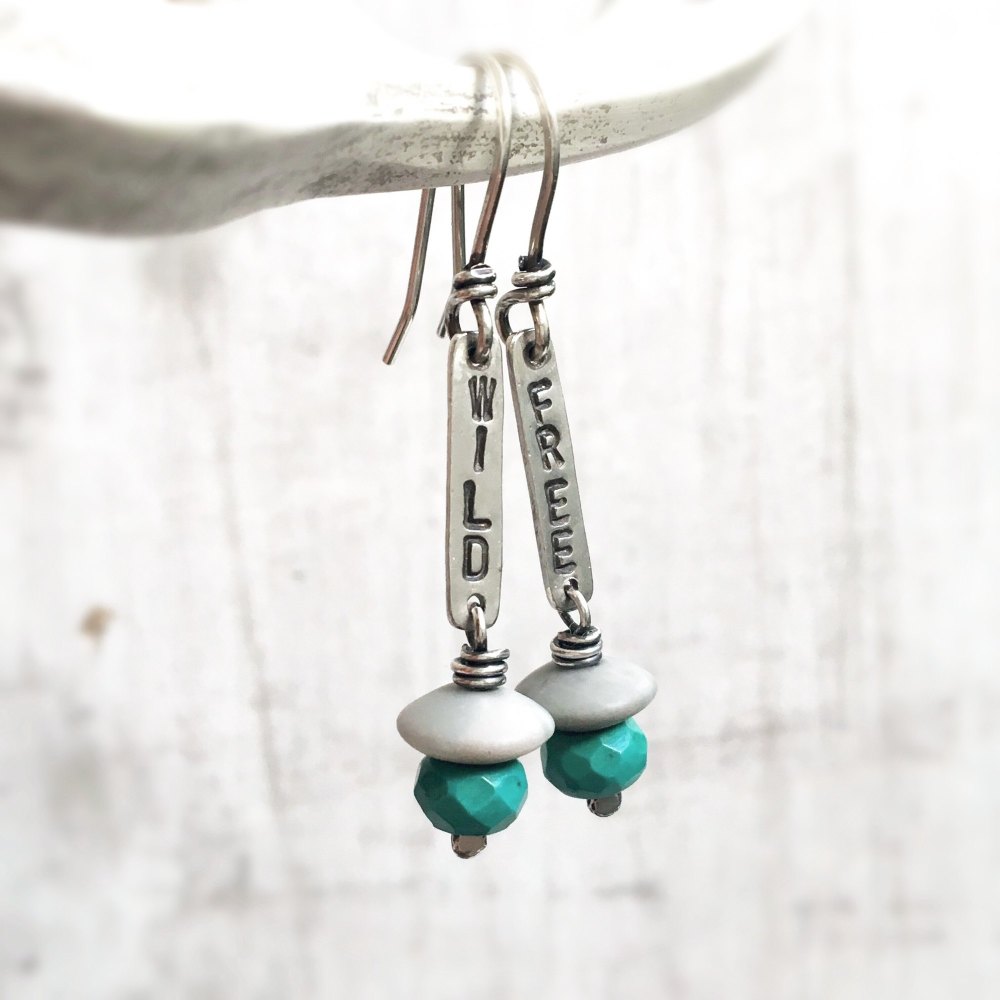 Wild and Free Sterling Silver Mismatched Earrings with Turquoise and Jasper