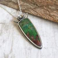 Parrots Wing Jasper Sterling Silver Pendant Necklace