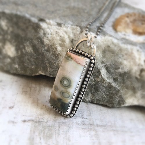 Sterling Silver Ocean Jasper Pendant Necklace