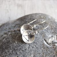 Sterling Silver Mountain Circle Dangle Earrings