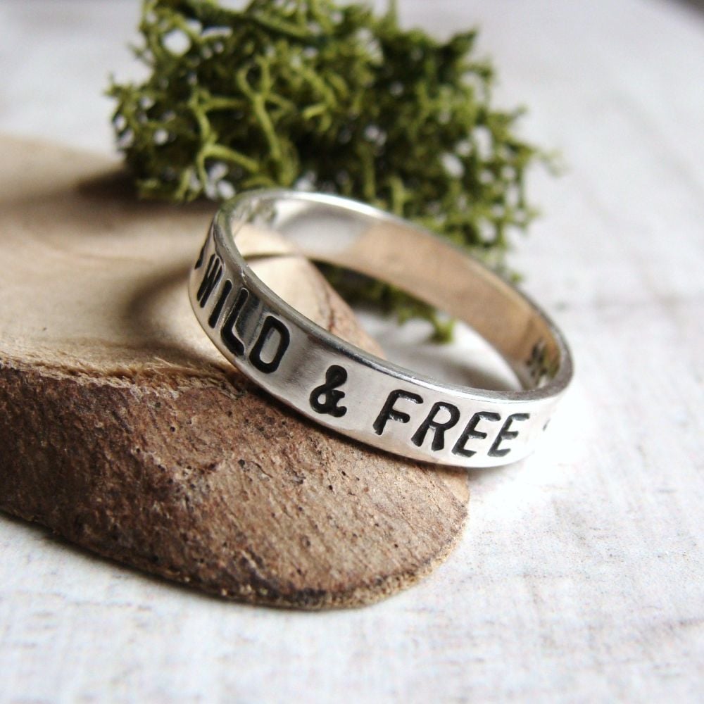 WILD & FREE Sterling Silver Hand Stamped Stacking Ring