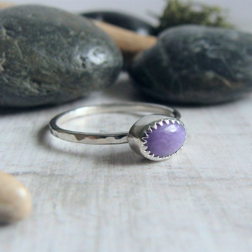 For Leanne - Sterling Silver Charoite Stack Ring