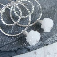 Sterling Silver Snowball Quartz Circle Dangle Earrings