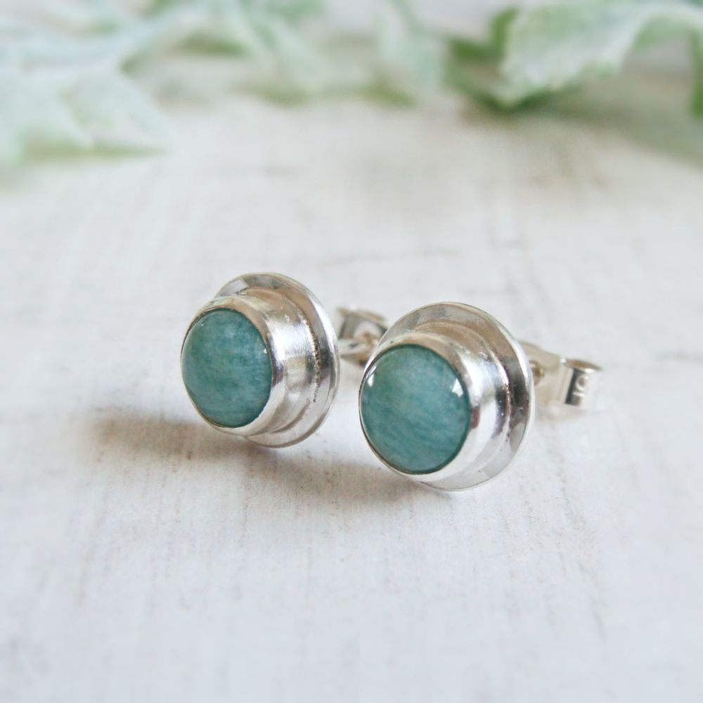 Norwegian Amazonite Sterling Silver Stud Earrings No.1