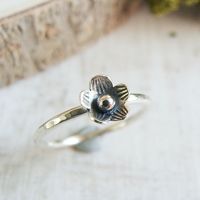 Sterling Silver Tiny Flower Hammered Stacking Ring