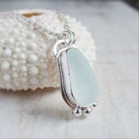 Unique Seaham Sea Glass Pebble Pendant Necklace in Sterling Silver No.4