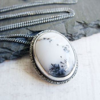 Sterling Silver Oval Dendritic Agate Pendant Necklace No.1 from the SSxGD collaboration.