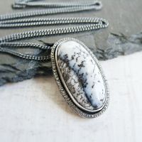 Sterling Silver Oval Dendritic Agate Pendant Necklace No.3 from the SSxGD collaboration.