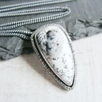 Sterling Silver Teardrop Dendritic Agate Pendant Necklace No.5 from the SSxGD collaboration.