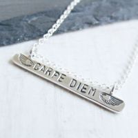 Sterling Silver CARPE DIEM Stamped Bar Necklace