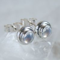 Recycled Sterling Silver Blue Moonstone Pebble Stud Earrings